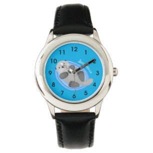 Montre Caricature bleu loutre de mer joyeux