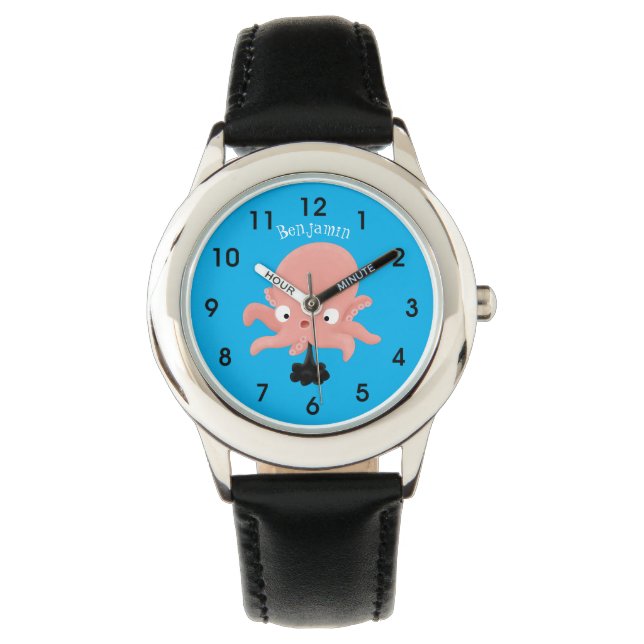 Montre Caricature de bébé pieuvre rose mignonne humour (devant)