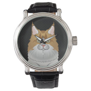 Montre Caricature de chat de Maine Coon (Lumière)