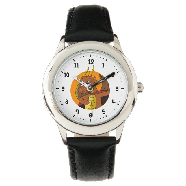 Montre caricature de dragon orange (devant)