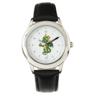 Montre Caricature de dragon vert Regarder