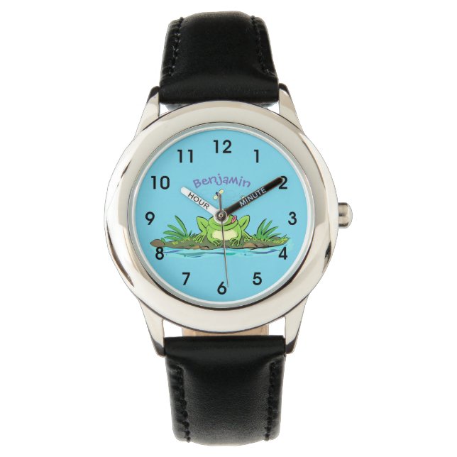 Montre Caricature de grenouille vert mignon (devant)