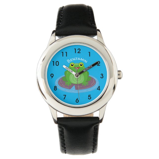 Montre Caricature de grenouille verte mignonne (devant)