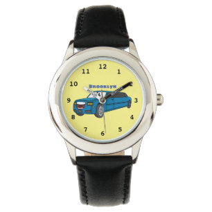 Montre Caricature de la Limousine bleu mignonne