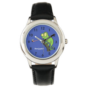 Montre Caricature de lézard de caméléon vert joyeux
