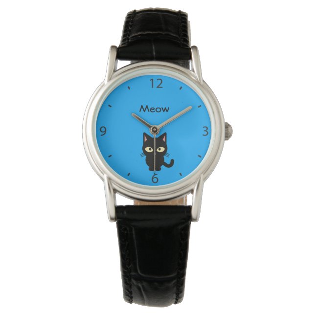 Montre Caricature de miow en chat noir mignon (devant)