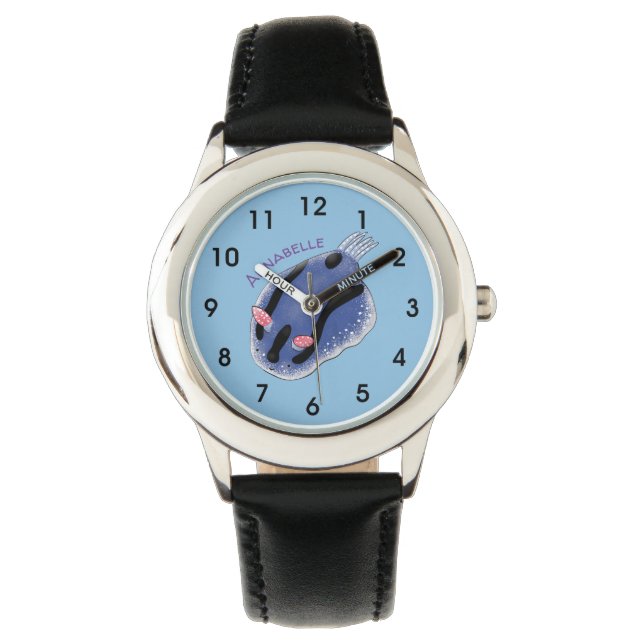Montre Caricature de nudibranche bleu mignon (devant)