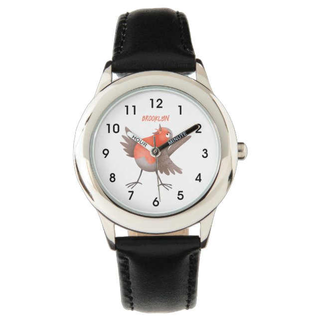 Montre Caricature d'oiseau rouge chantant mignon (devant)