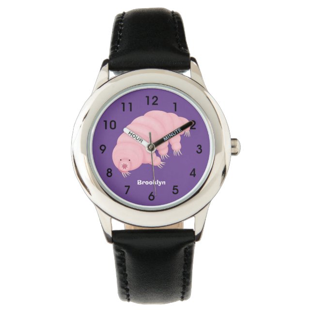 Montre Caricature d'ours d'eau tardigrade rose mignon (devant)