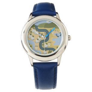 Montre Caricature élégante paysage carte de voyage