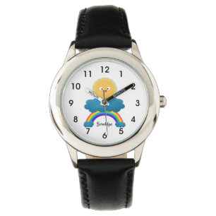 Montre Caricature en arc-en-ciel du joyeux nuage de solei