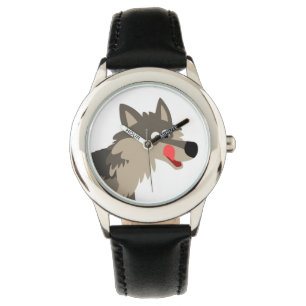 Montre Caricature mignonne Veille Wolf affamé