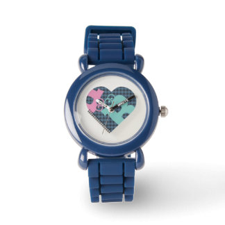 Montre Carnet Coeur mignon Bezel rose Bleu, Balck MODERNE