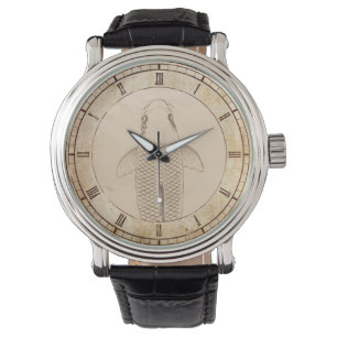 Montre Carpe vintage de koi peignant le vieil art de
