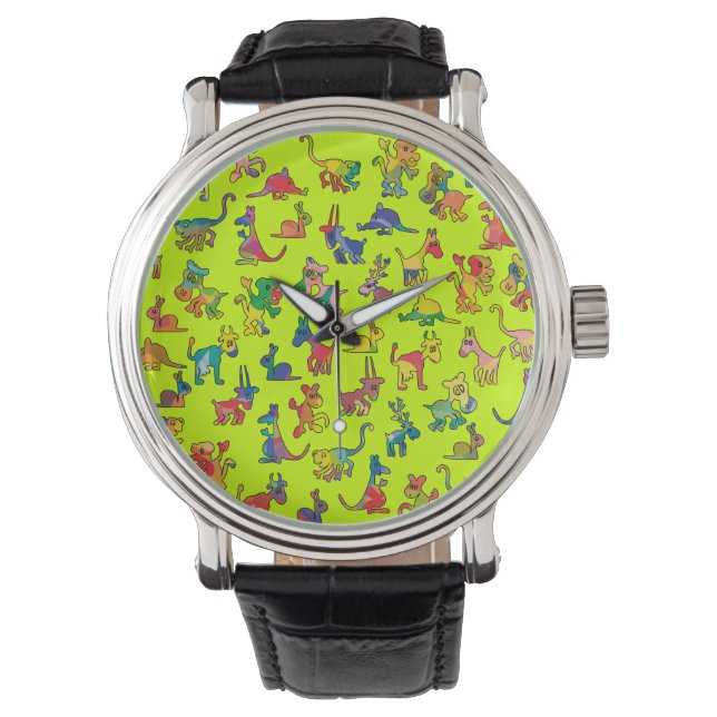 Montre Carreaux de Motif Animaux Abstraits (devant)