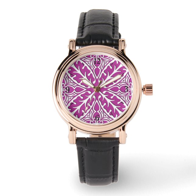 Montre Carreaux marocains - orchidée et blanc (Recto)