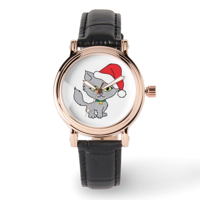 Montre carrée pour femmes avec bracelet noir en cu (Recto)