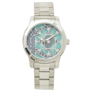 Montre Carrelage bleu Batik II