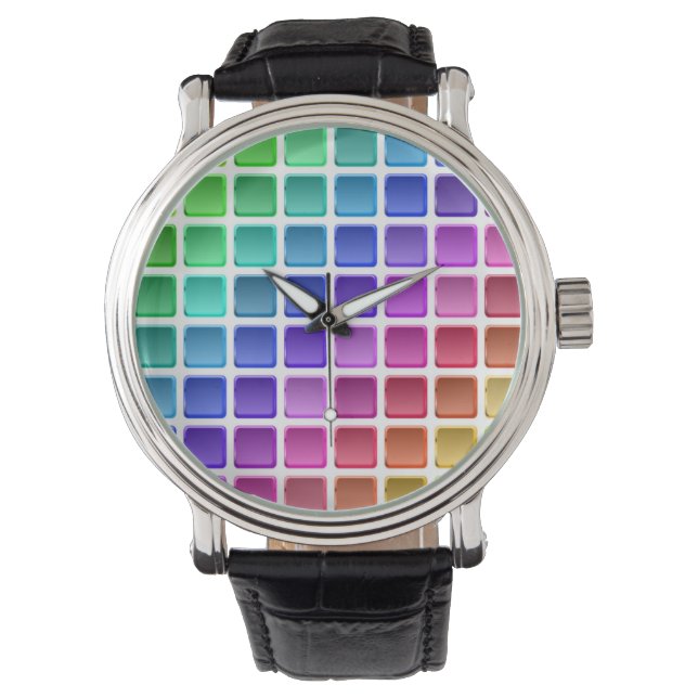 MONTRE CARRELAGE COLORÉ CARRÉS (devant)