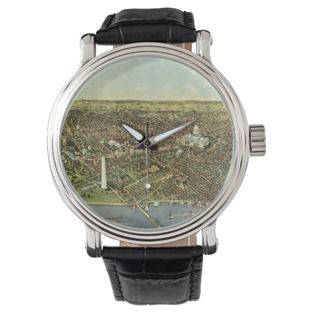Montre Carte ancienne avec vue panoramique de Washington  (devant)