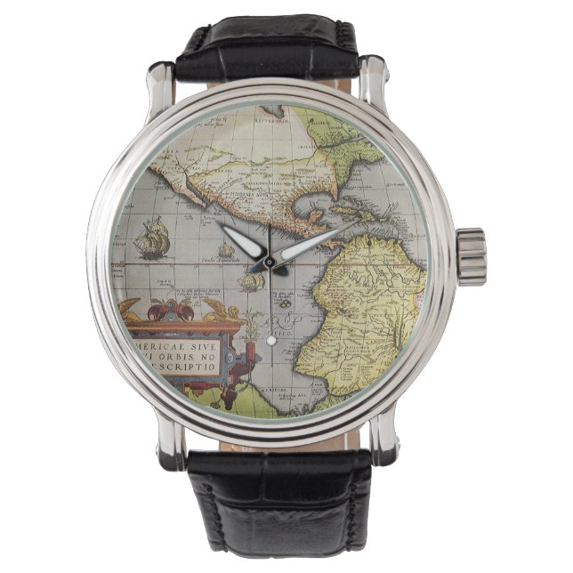 Montre Carte antique du monde Les Amériques par Abraham O (devant)