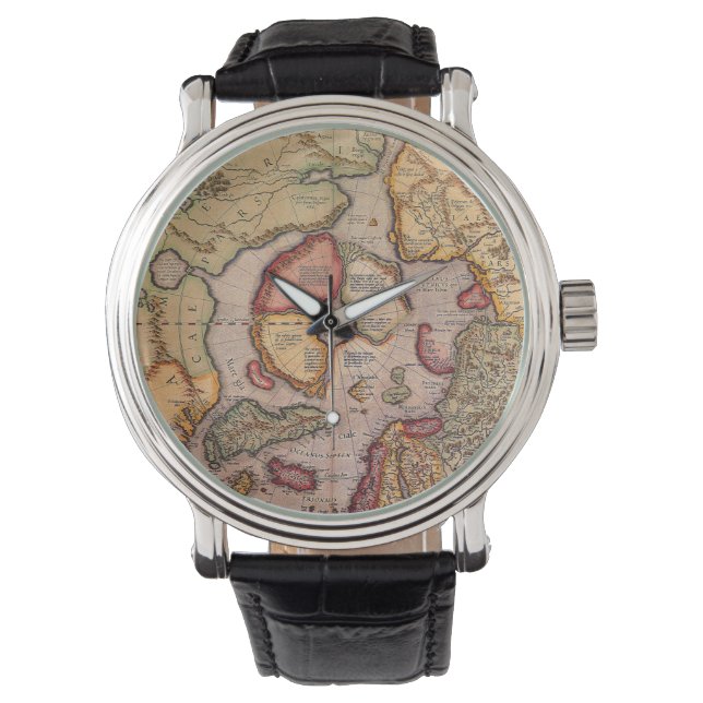 Montre Carte antique du pôle Nord par Mercator (devant)