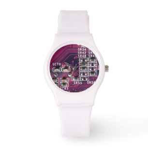 Montre Carte de circuit électronique rouge