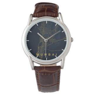 Montre Carte de la ville de Mumbai, design minimaliste