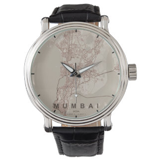 Montre Carte de la ville de Mumbai en Inde, design minima