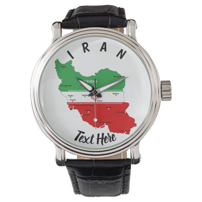 Montre Carte de l'Iran avec drapeau et emblème (devant)