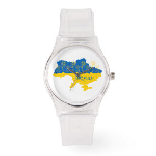 Montre Carte de l'Ukraine avec tournesol et drapeau ukrai