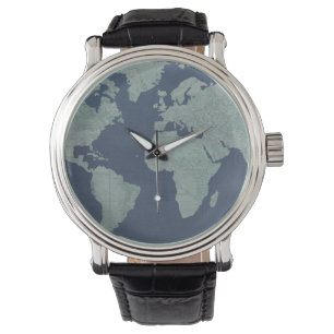 Montre Carte de toile bleue du monde