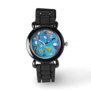 Montre Carte d'impression Blue Cupcakes
