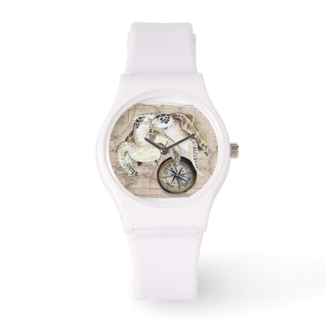 Montre Carte du boussole des tortues marines (Recto)