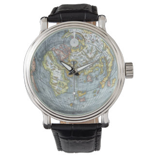 Montre Carte du monde antique en forme de cœur vintage Pe
