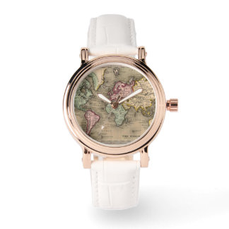 Montre Carte du monde de l'or rose
