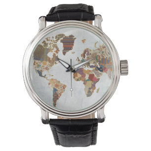 Montre Carte du monde motif