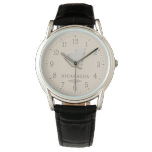 Montre Carte du Nicaragua Crème Argent