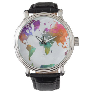 Montre Carte Mondiale De L'Aquarelle