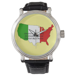 Montre Carte Sicilienne American Italian Patriot USA