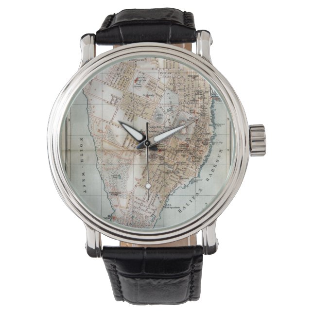 Montre Carte vintage de Halifax Nouvelle-Écosse (1890) (devant)