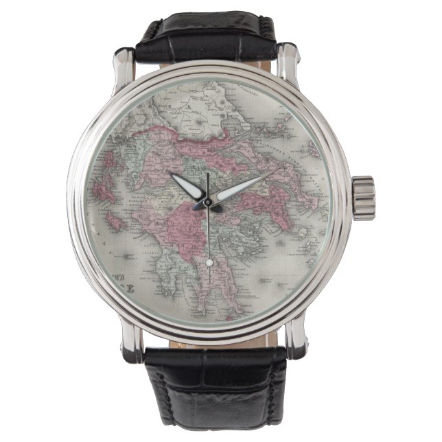 Montre Carte vintage de la Grèce (1865) (devant)
