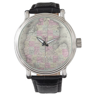 Montre Carte vintage du Michigan (1855)