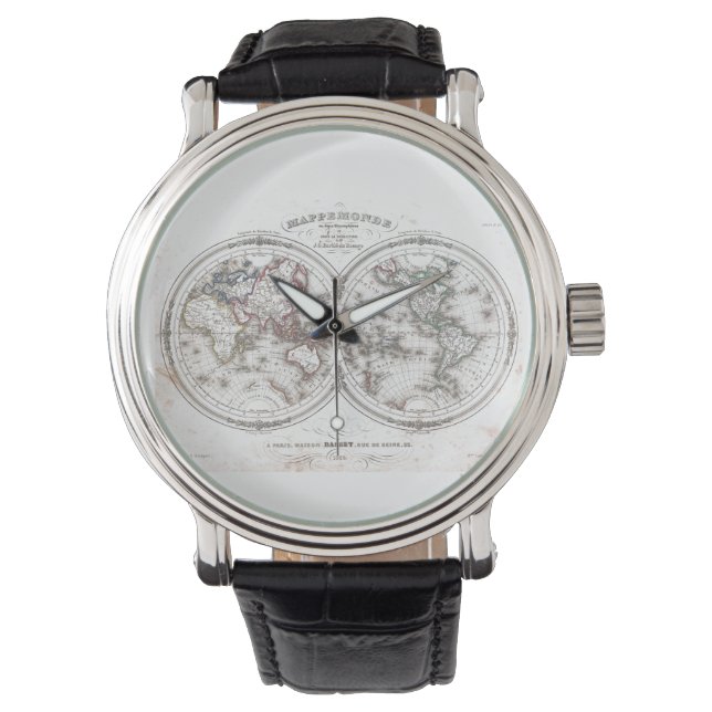 Montre Carte vintage du monde (1848) (devant)