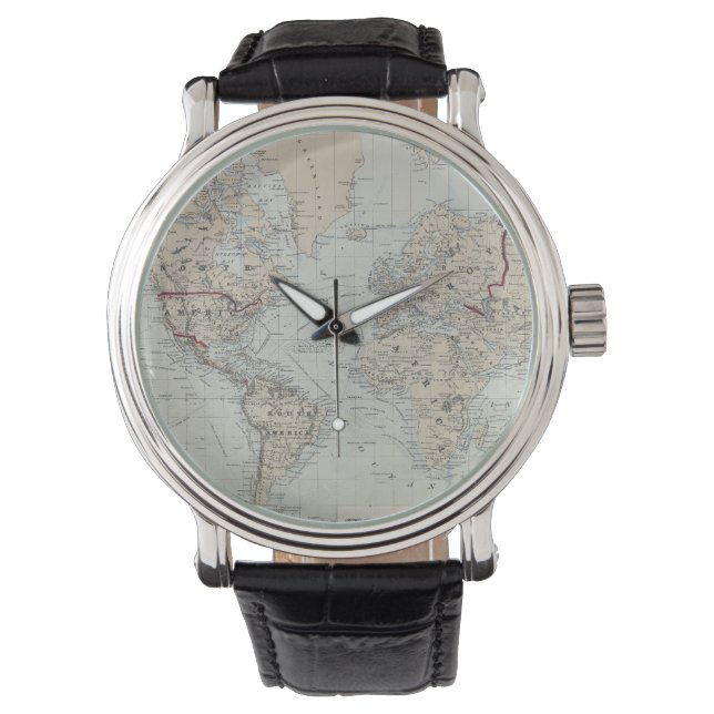 Montre Carte vintage du monde (1875) (devant)