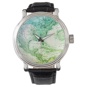 Montre Carte Vintage verte cool de l'Amérique du Nord
