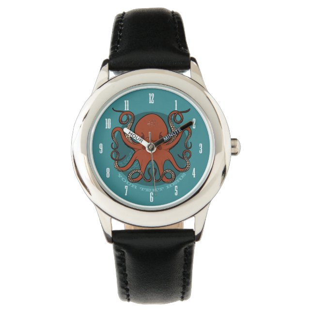 Montre Cartographie de Tentacles de pieuvre rouge avec te (devant)