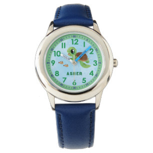 Montre Cartographie sur mesure pour enfants de tortue ver