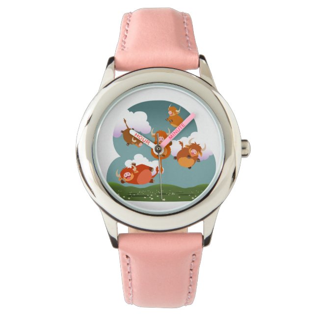 Montre Carton mignon Flottant Vaches Highland Watch (devant)