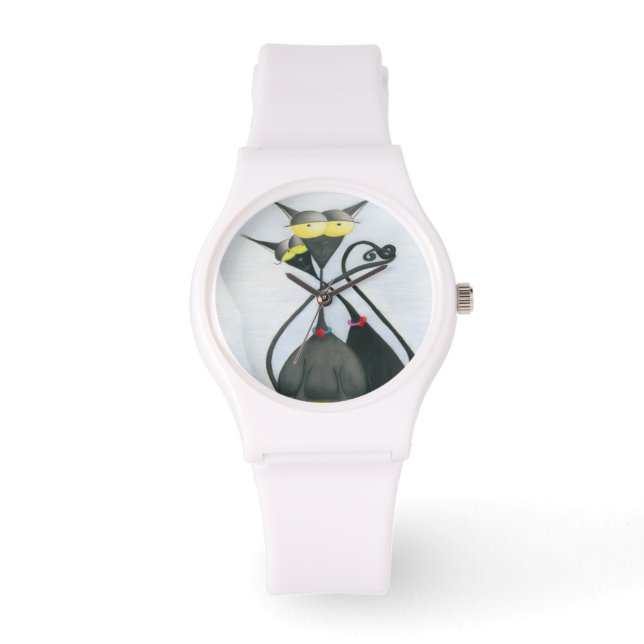 Montre Cartoon de chats gris et noir (Recto)